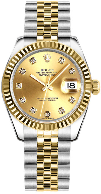 ROLEX Datejust 31 Champagne Diamond Dial Watch 178273-0002 Image 1