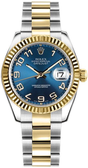 ROLEX Datejust 31 Blue Dial Yellow Gold 
Steel Watch 178273 Image 1