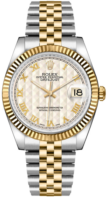 ROLEX Datejust 36 Ivory Dial Fluted Bezel Watch 116233 Image 1