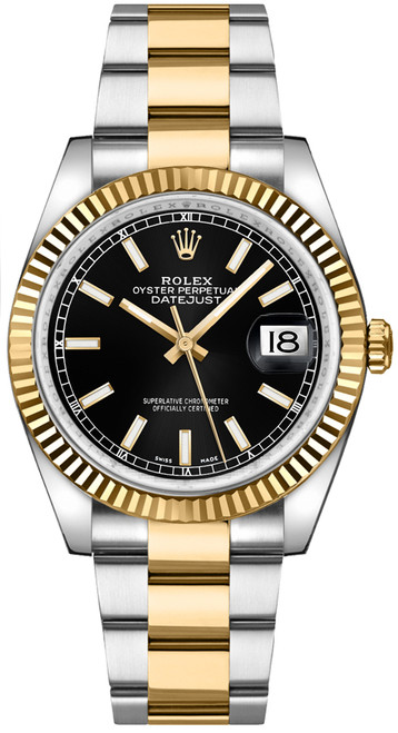 ROLEX Datejust 36 Black Dial Steel & Gold Watch 116233-0173 Image 1