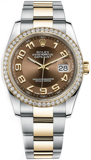 ROLEX Datejust 36 Bronze Dial Diamond Bezel Watch 116243-0076 Image 1