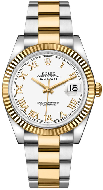 ROLEX Datejust 36 White Roman Numeral Oyster Bracelet Watch 116233-0178 Image 1