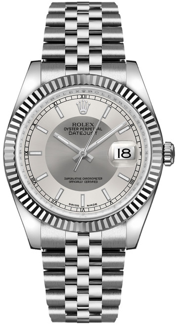 ROLEX Datejust 36 Silver & Steel Dial Jubilee Bracelet Watch 116234 Image 1