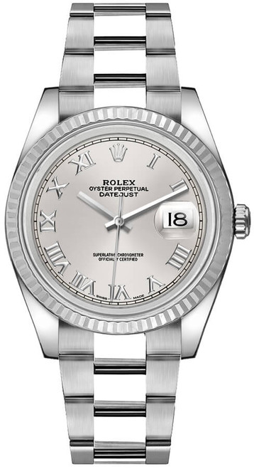 ROLEX Datejust 36 Silver Roman Numeral Dial Watch 16234 Image 1