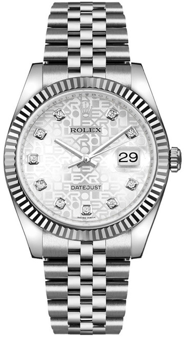 ROLEX Datejust 36 White Gold Fluted Bezel Luxury Watch 116234-0087 Image 1