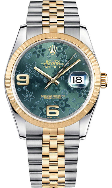 ROLEX Datejust 36 Green Floral Dial Watch 116233 Image 1