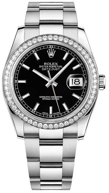 ROLEX Datejust 36 Black Dial Oyster Bracelet Watch 116244-0060 Image 1