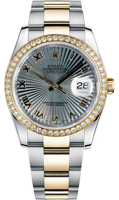 ROLEX Datejust 36 Gold & Yellow Steel Oyster Bracelet Watch 116243 Image 1