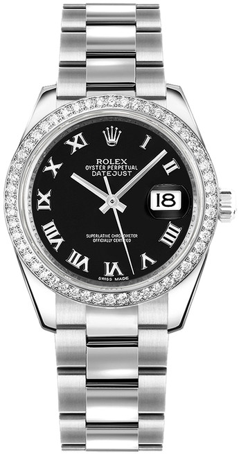ROLEX Datejust 31 Black Roman Numeral Oyster Bracelet Watch 178384-0055 Image 1