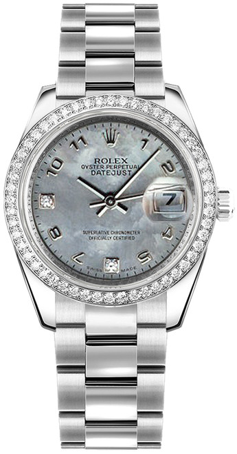ROLEX Datejust 31 Domed 18K White Gold Bezel Watch 178384 Image 1