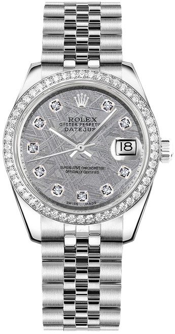 ROLEX Datejust 31 Stainless Steel & White Gold Diamond Bezel Watch 178384-0041 Image 1 ROLEX Datejust 31 Stainless Steel & White Gold Diamond Bezel Watch 178384-0041 Image 1
