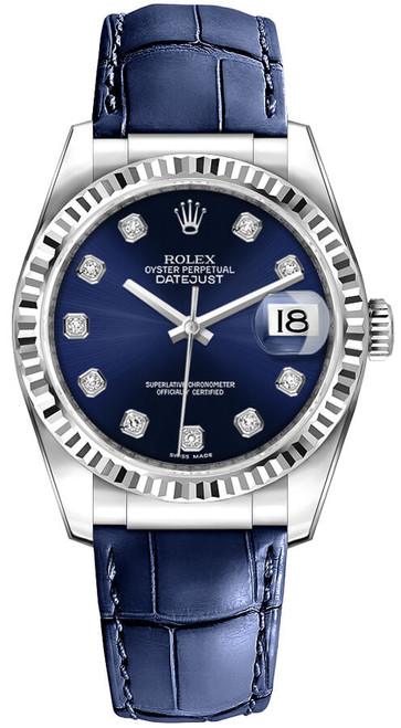 ROLEX Datejust 36 Blue Diamond Dial Unisex Watch 116139 Image 1