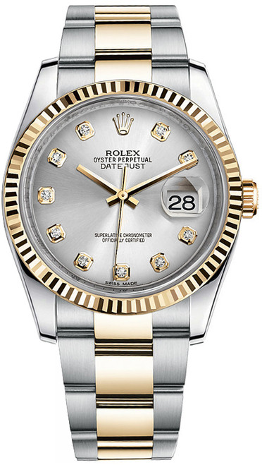 ROLEX Datejust 36 Silver Diamond Fluted Bezel Watch 116233-0179 Image 1 ROLEX Datejust 36 Silver Diamond Fluted Bezel Watch 116233-0179 Image 1