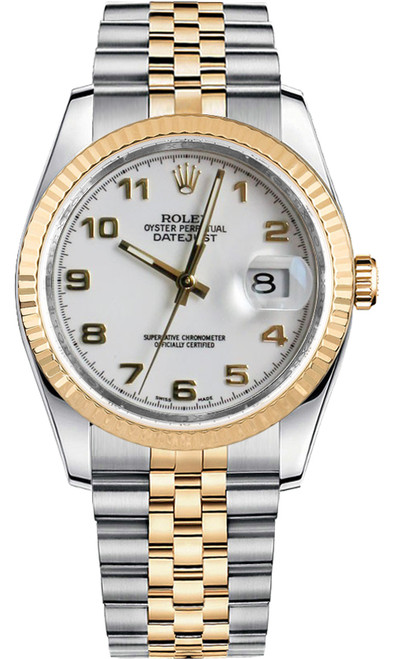 ROLEX Datejust 36 White Dial Fluted Bezel Watch 116233 Image 1