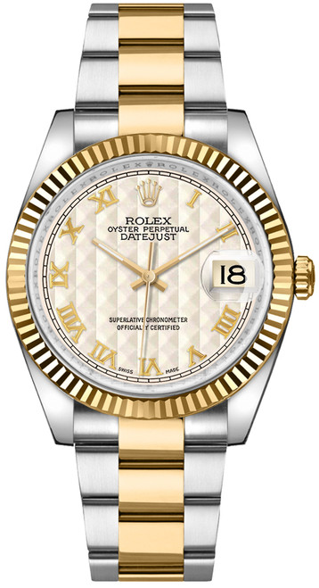 ROLEX Datejust 36 Ivory Roman Numeral Dial Watch 116233 Image 1