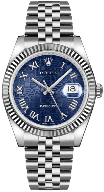 ROLEX Datejust 36 Blue Roman Numeral Watch 116234 Image 1