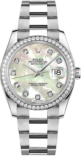 ROLEX Datejust 36 Mother Of Pearl Diamond Oyster Bracelet Watch 116244 Image 1