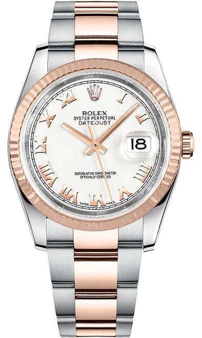 ROLEX Datejust 36 White Roman Numeral Dial Watch 116231-0092 Image 1
