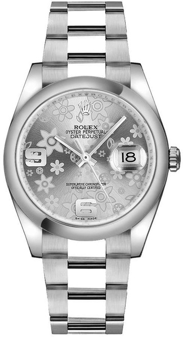ROLEX Datejust 36 Silver Floral Dial Watch 116200-0071 Image 1