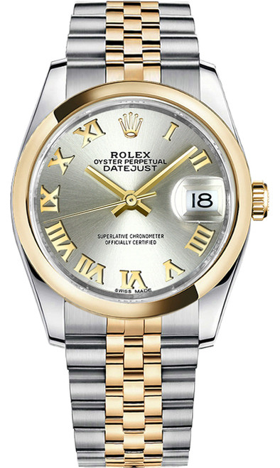 ROLEX Datejust 36 Silver Roman Numeral Dial Watch 116203 Image 1
