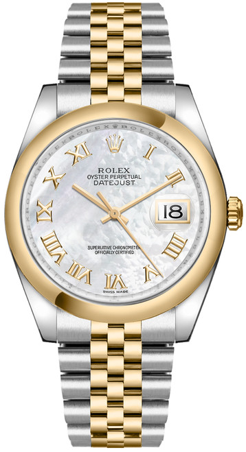 ROLEX Datejust 36 Mother Of Pearl Roman Numeral Watch 116203-0164 Image 1