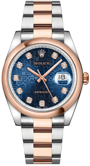ROLEX Datejust 36 Blue Diamond Rose Gold & Steel Watch 116201 Image 1
