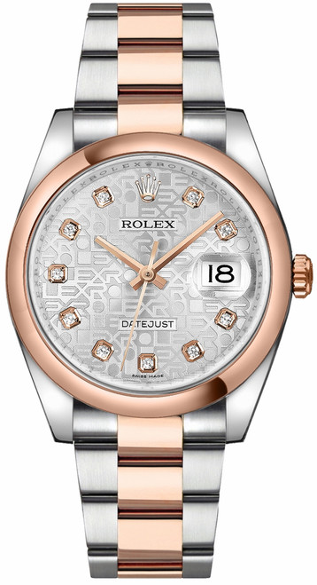 ROLEX Datejust 36 Rose Gold & Steel Silver Dial Watch 116201-0077 Image 1