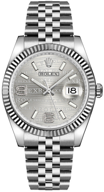 ROLEX Datejust 36 Rhodium Wave Diamond Dial Luxury Watch 116234-0159 Image 1