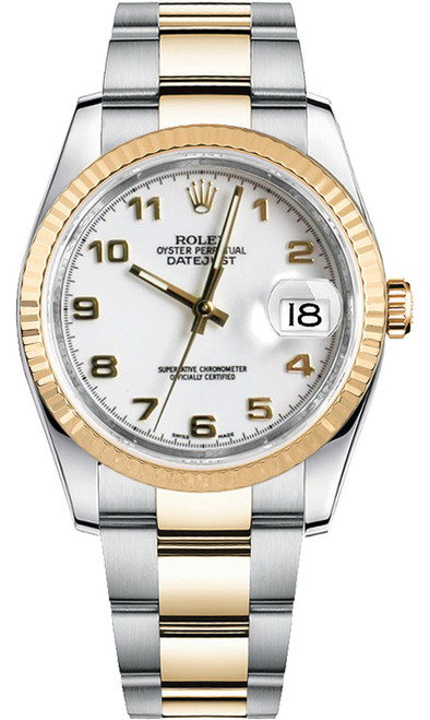 ROLEX Datejust 36 White Dial Gold & Steel Watch 116233 Image 1