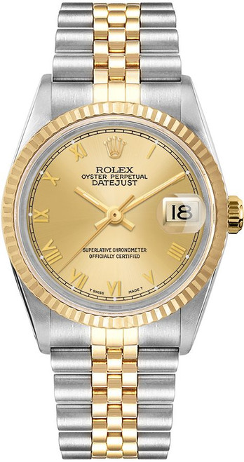 ROLEX Datejust 36 Champagne Roman Dial Gold & Steel Unisex Watch 16013 Image 1