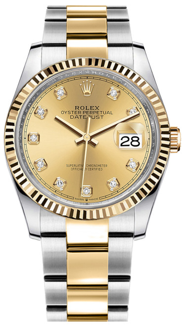 ROLEX Datejust 36 Champagne Diamond Dial Unisex Watch 126233-0018 Image 1