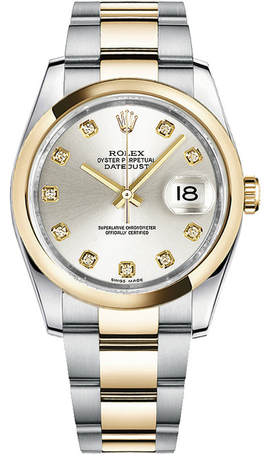 ROLEX Datejust 36 Silver Diamond Dial Watch 116203-0136 Image 1