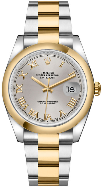 ROLEX Datejust 36 Silver Roman Numeral Oyster Bracelet Watch 116203 Image 1