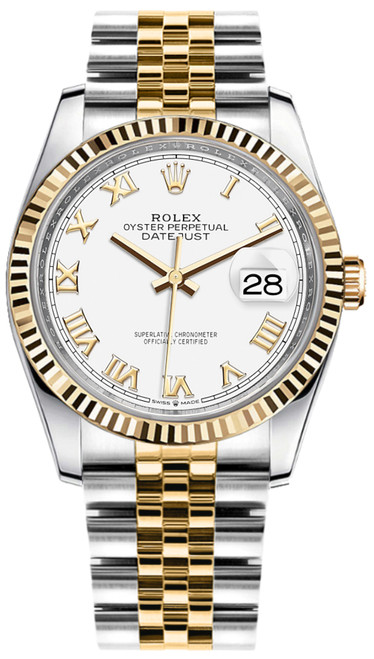 ROLEX Datejust 36 White Roman Numeral Dial Unisex Watch 126233-0029 Image 1