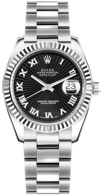 ROLEX Datejust 31 Black Roman Numeral Dial Watch 178274 Image 1