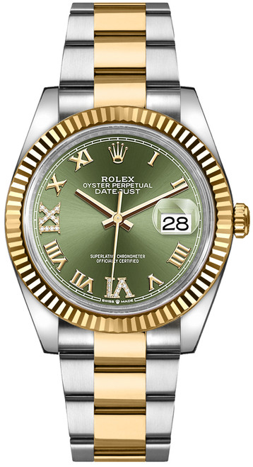 ROLEX Datejust 36 Green Dial Gold & Steel Unisex Watch 126233-0026 Image 1