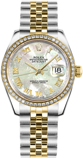 ROLEX Datejust 31 Mother Of Pearl Diamond Gold 
Steel Watch 178383-0003 Image 1