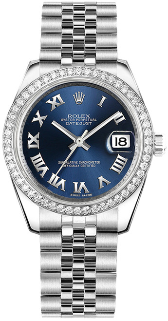 ROLEX Datejust 31 Blue Roman Numeral Jubilee Bracelet Watch 178384 Image 1
