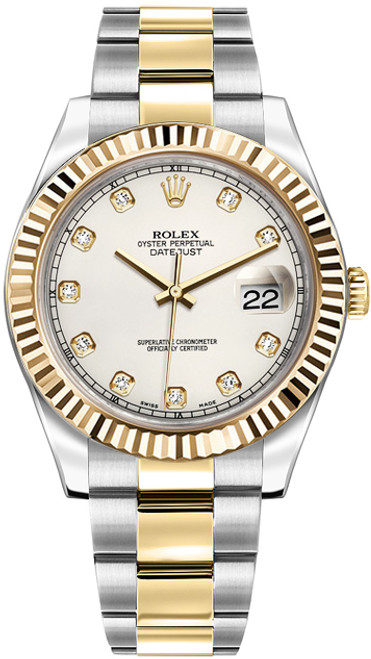 ROLEX Datejust Ii 41 Ivory Diamond Dial Watch 116333-0008 Image 1