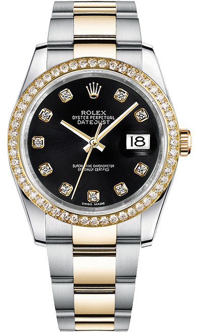 ROLEX Datejust 36 Black Diamond Dial Oyster Bracelet Watch 116243-0025 Image 1