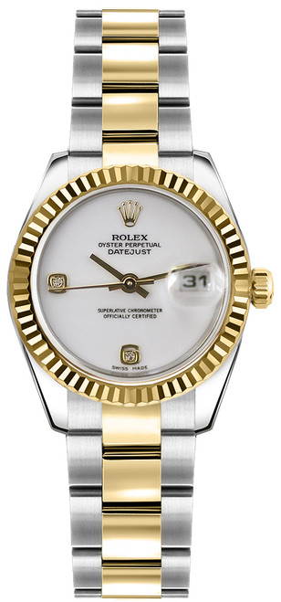 ROLEX Lady-Datejust 26 White Dial Gold & Steel Watch 179173 Image 1