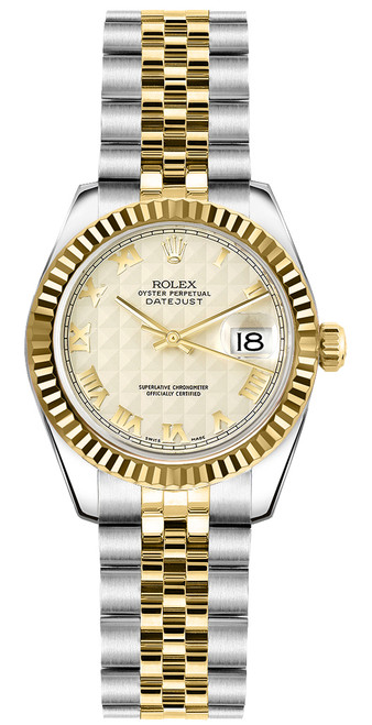 ROLEX Lady-Datejust 26 Ivory Roman Numeral Dial Watch 179173 Image 1