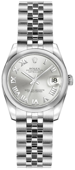 ROLEX Lady-Datejust 26 Silver Roman Numeral Dial Steel Watch 179160-0036 Image 1