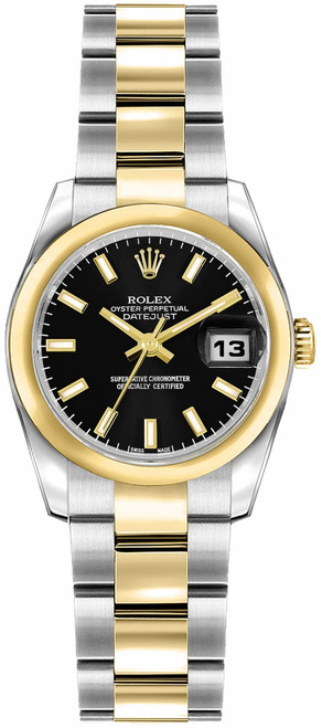 ROLEX Lady-Datejust 26 Black Dial Oyster Bracelet Watch 179163 Image 1