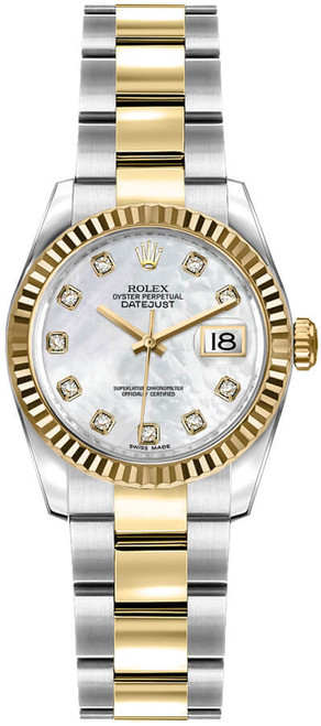 ROLEX Lady-Datejust 26 Mother Of Pearl Diamond Oyster Bracelet Watch 179173 Image 1