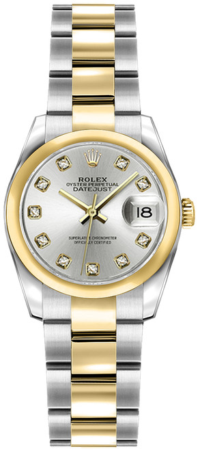 ROLEX Lady-Datejust 26 Silver Diamond Dial Women
S Watch 179163 Image 1
