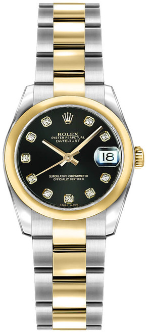 ROLEX Lady-Datejust 26 Black Diamond Oyster Bracelet Women
S Watch 179163 Image 1