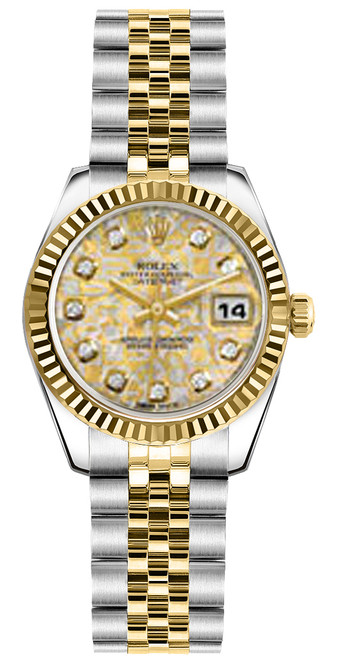 ROLEX Lady-Datejust 26 Champagne & Grey Diamond Dial Watch 179173 Image 1