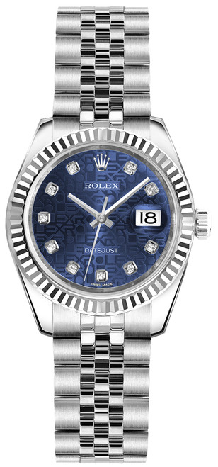ROLEX Lady-Datejust 26 Blue Diamond Jubilee Bracelet Watch 179174 Image 1