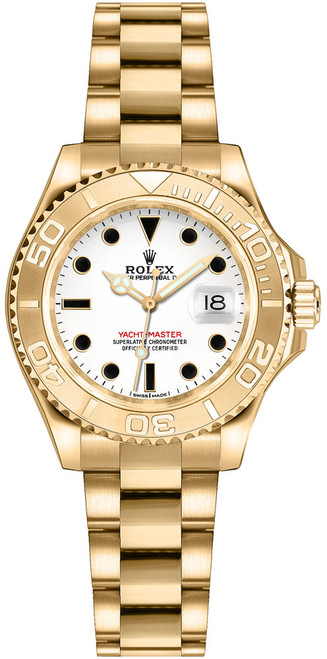 ROLEX Yacht-Master 29 White Dial Yellow Gold Watch 169628 Image 1